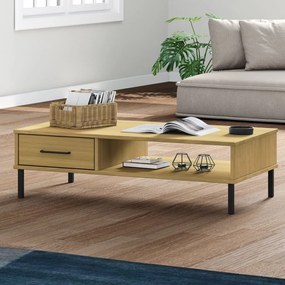 Tavolino salotto gambe metallo marrone legno massello pino oslo