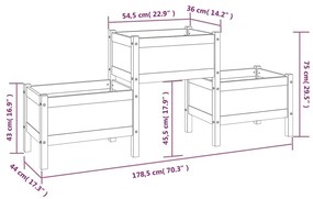 Fioriera Nera 178,5x44x75 cm in Legno Massello di Pino