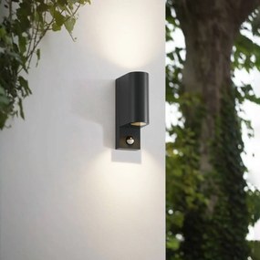 Lindby applique da esterno Palina, sensore, IP44, antracite Palina Lindby, dimmerabile, Nero, Alluminio, Moderno