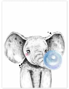 Quadro da parete - Elefante con la bolla blu | Inspio
