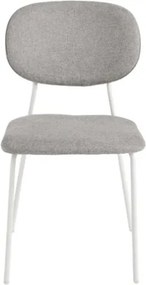 Sedia da pranzo in tessuto Grigio Chiaro gambe metallo Bianco - ELLIS 2 sedie