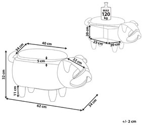 Pouf animaletto velluto grigio PUG Beliani