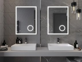 Mexen Kala specchio da bagno retroilluminato con specchietto cosmetico 60 x 80 cm, LED 6000K, anti-appannamento