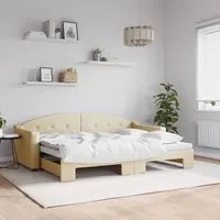 Divano Letto con Letto Estraibile Crema 80x200 cm Tessuto 3197529