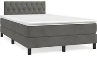 Letto a Molle Materasso e LED Grigio Scuro 120x190cm in Velluto 3270172