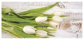 Stampa su legno White tulips, multicolore 50 x 110 cm