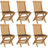 Sedie da Giardino Cuscini Grigio Talpa 6 pz in Massello di Teak cod mxl 7235