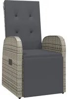 Sedia da Giardino Reclinabile con Cuscino in Polyrattan Grigio cod mxl 15299