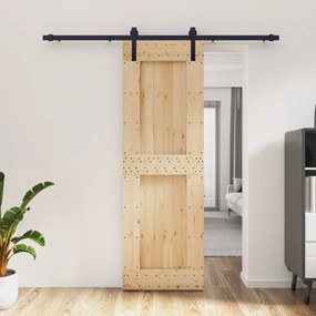 Porta Scorrevole Con Set Hardware 70x210 Cm Legno Massello Pino /