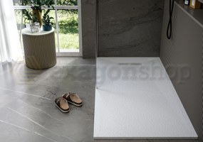 Nova Piatto Doccia ultrapiatto 70x100 cm piletta alta capacità antiscivolo antibatterico effetto pietra Bianco