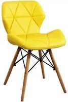 Sedia Moderna con seduta imbottita in Ecopelle,Legno cm 41x49x71 - MIA Colore: Giallo