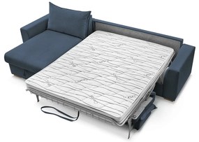 Divano angolare in blu scuro allungabile (con composizione variabile) con rivestimento in velluto a coste Augustin – Bobochic Paris