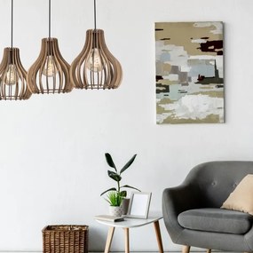 Lampadario a sospensione con filo TUCCI 3xE27/15W/230V quercia/nero