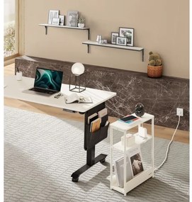 Tavolino laterale con presa elettrica integrata e porte USB ROD bianco/crema