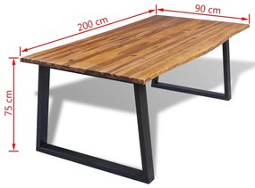 Tavolo per Sala da Pranzo in Legno Massello di Acacia 200x90 cm