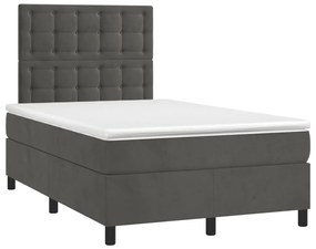 Letto a Molle con Materasso e LED Grigio Scuro 120x200 cm