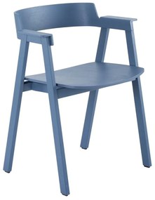 Sedia da pranzo blu in rovere massiccio con braccioli Flip – Gazzda