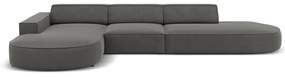 Divano angolare in velluto grigio (angolo sinistro) Jodie - Micadoni Home