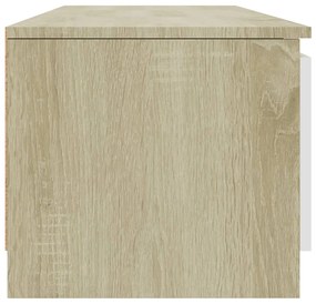 Mobile tv bianco rovere sonoma 140x40x35,5 cm legno multistrato