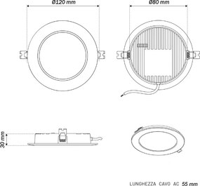 Pannello LED Rotondo 6W foro Ø100-110mm CCT Bianco Variabile - LEDISENS Colore Bianco Variabile CCT