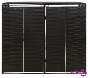vidaXL Copribidone Doppio Nero 140x80x117 cm in Polyrattan