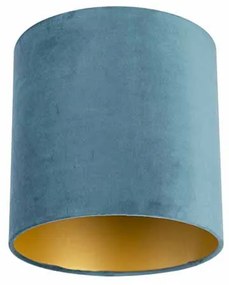 Paralume in velluto blu 25/25/25 con interno dorato