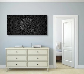 Quadro su tela – Mandala vintage in stile indiano in bianco e nero