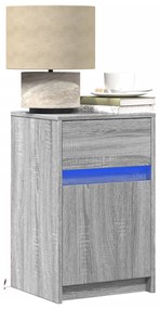Comodini Con Luci Led 2pz Grigio Sonoma İn Legno Multistrato /