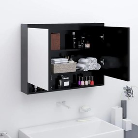 Armadietto Bagno Con Specchio 80x15x60 Cm İn Mdf Antracite /
