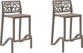 Sgabello bar alto H. seduta 65 cm con schienale TETI Tortora set 2 pezzi