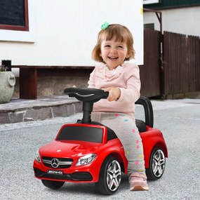 Costway Macchinina giocattolo per bambini, Mercedes Benz con clacson musica scompartimento sotto il sedile Rosso