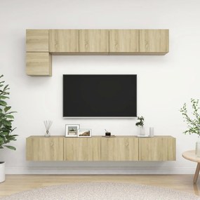 Set Di Mobili Tv 5 Pz Rovere Sonoma İn Legno Multistrato /