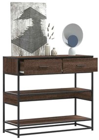 Tavolo Consolle Rovere Marrone 90x35x80 Cm Legno Multistrato /