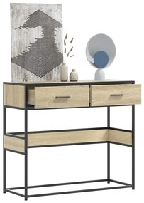 Tavolo Consolle Rovere Sonoma 90x35x80 Cm İn Legno Multistrato /