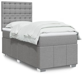 Giroletto A Molle Con Materasso Grigio Chiaro 90x200 Cm Tessuto /