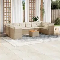 Set Divani da Giardino 11 pz con Cuscini Beige in Polyrattan 3223832