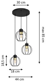 Lampadario a sospensione con filo STARLIGHT 3xE27/15W/230V nero/oro