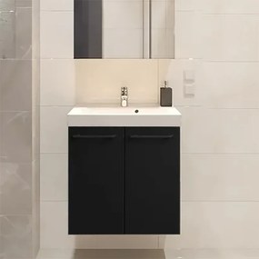 Mobile sottolavabo e lavabo Remix nero opaco L 60 x H 57.7 x P 33 cm 1 vasca, 2 ante