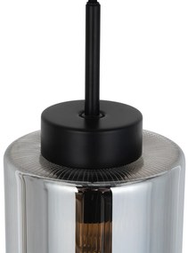 Lampada a sospensione Art Déco nera con vetro fumé - Laura