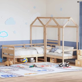 Set Dormeuse E Panca Con Tetto 90x200cm Legno Massello Di Pino /
