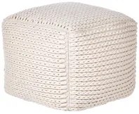 Pouf beige in cotone 50 x 50 x 35 cm con imbottitura in EPS Rivestimento tessuto spesso Pouf Boho