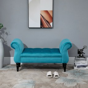 Panca con Braccioli in Tessuto Velluto Capitonné 117x40x58 cm  Blu...