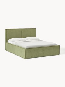 Letto imbottito in velluto a coste con vano contenitore Dream