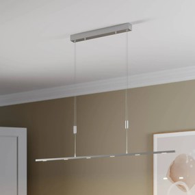 Lucande Lampada LED a sospensione Arnik, 140 cm, nichel, dimmerabile