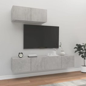 Set Di Mobili Porta Tv 3 Pz Grigio Cemento İn Legno Multistrato /