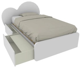 CUPIDO120C - Letto cameretta a cuore 120x190 con cassettoni e testata personalizzabile.Rete inclusa