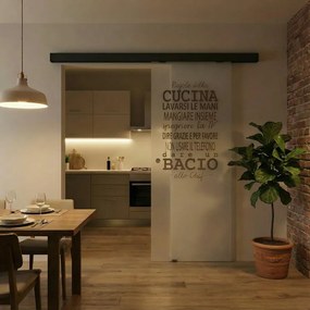 Porta scorrevole destra Regole in vetro trasparente, L 88 x H 215 cm, con binario Meli