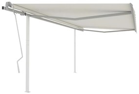 Tenda Da Sole Retrattile Manuale Con Pali 4,5x3,5 M Crema /