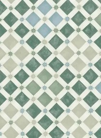 Cole & Son Carta da parati Zellige - Olive & Print Room Blue