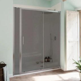 Pannello laterale per box doccia Bilbao L 30 x H 190cm, Sp. 6 mm vetro fumé profilo in alluminio cromato